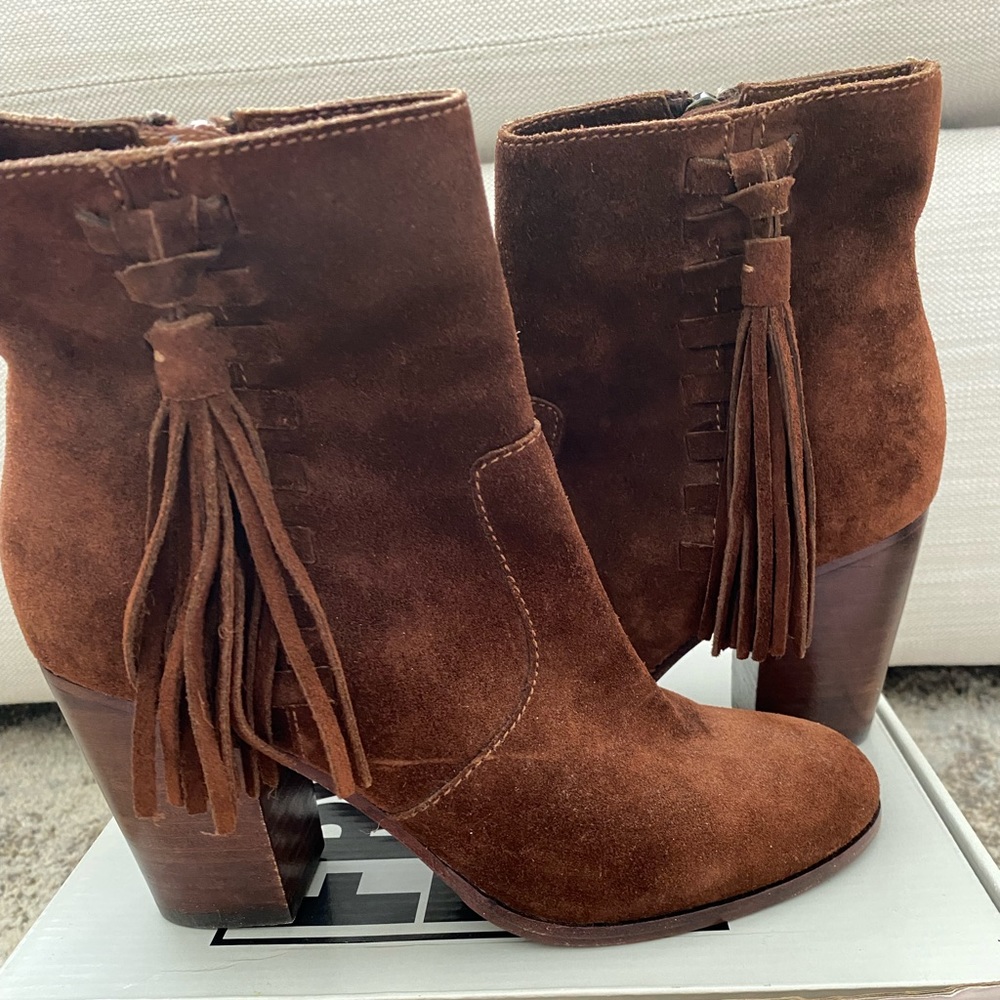 Suede Frye Boots with Tassel size 6